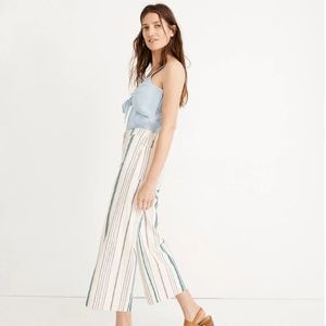 NWT Madewell Wide-Leg Crop Pants in Pink Stripe